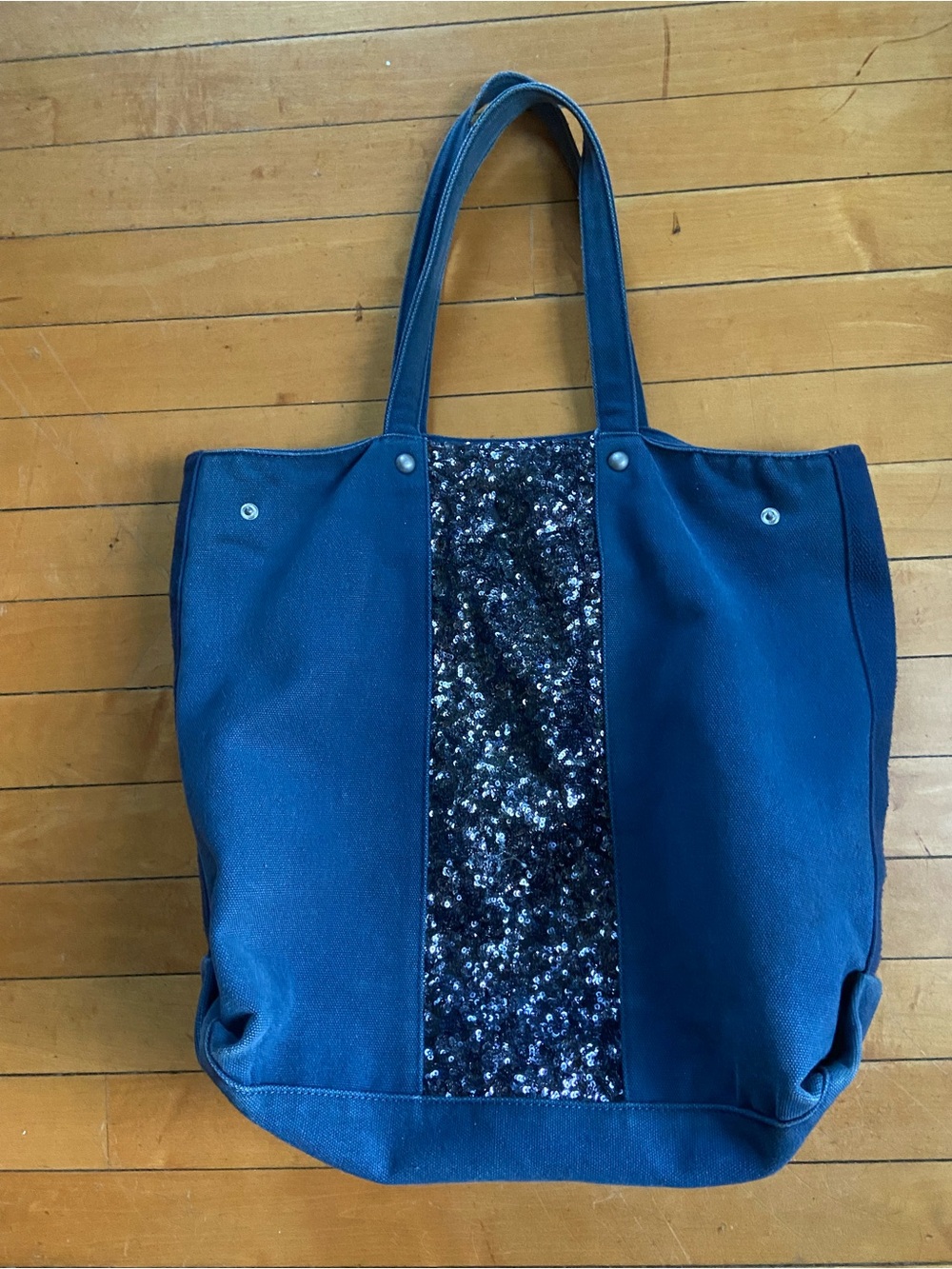 French Navy Sequined Center Panel Tote Bag  LPB - Women